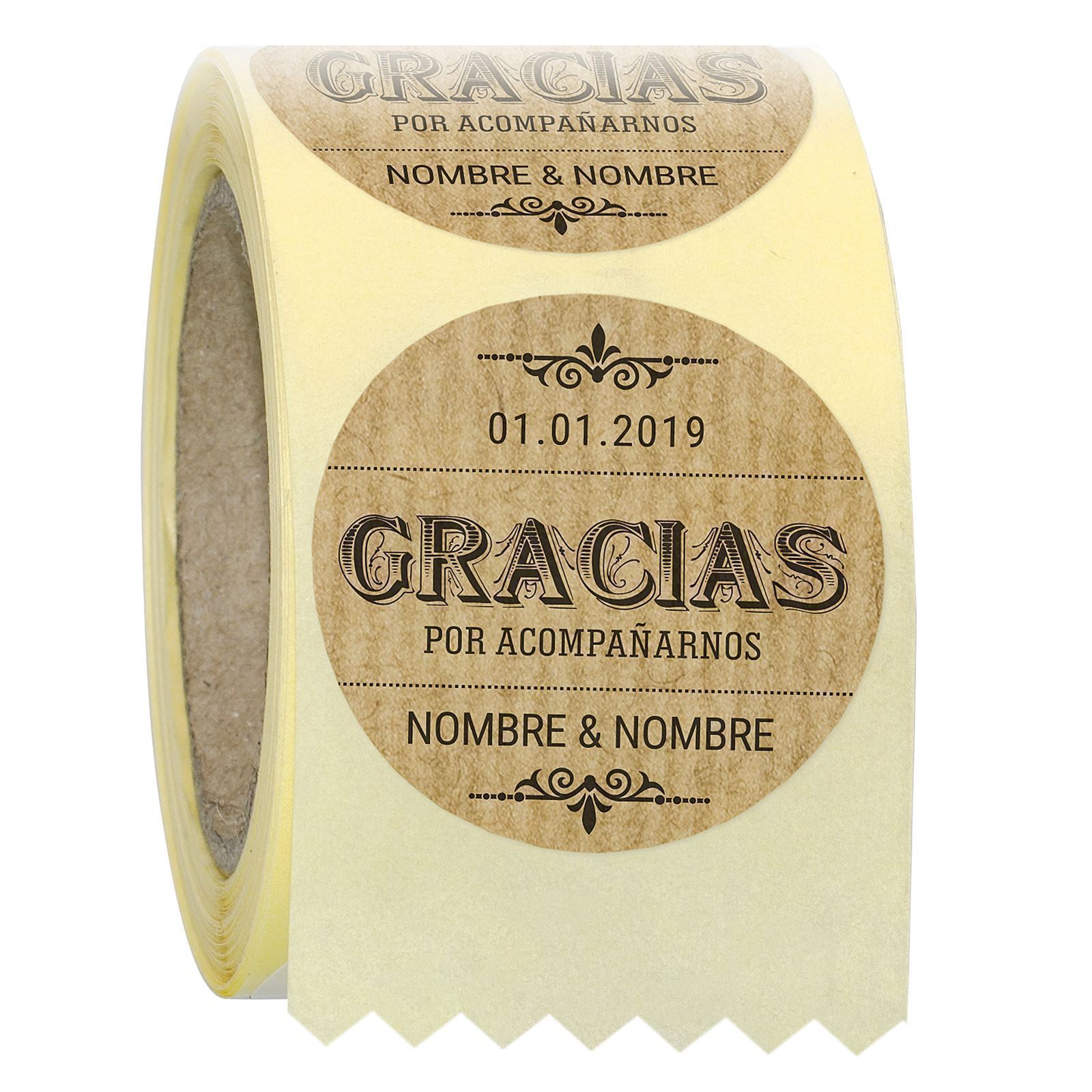 CELKR005 - Gracias por Acompañarnos - kraft adhesivo - Rollo de 250 uds. - 35 Ø mm - Imagen 1