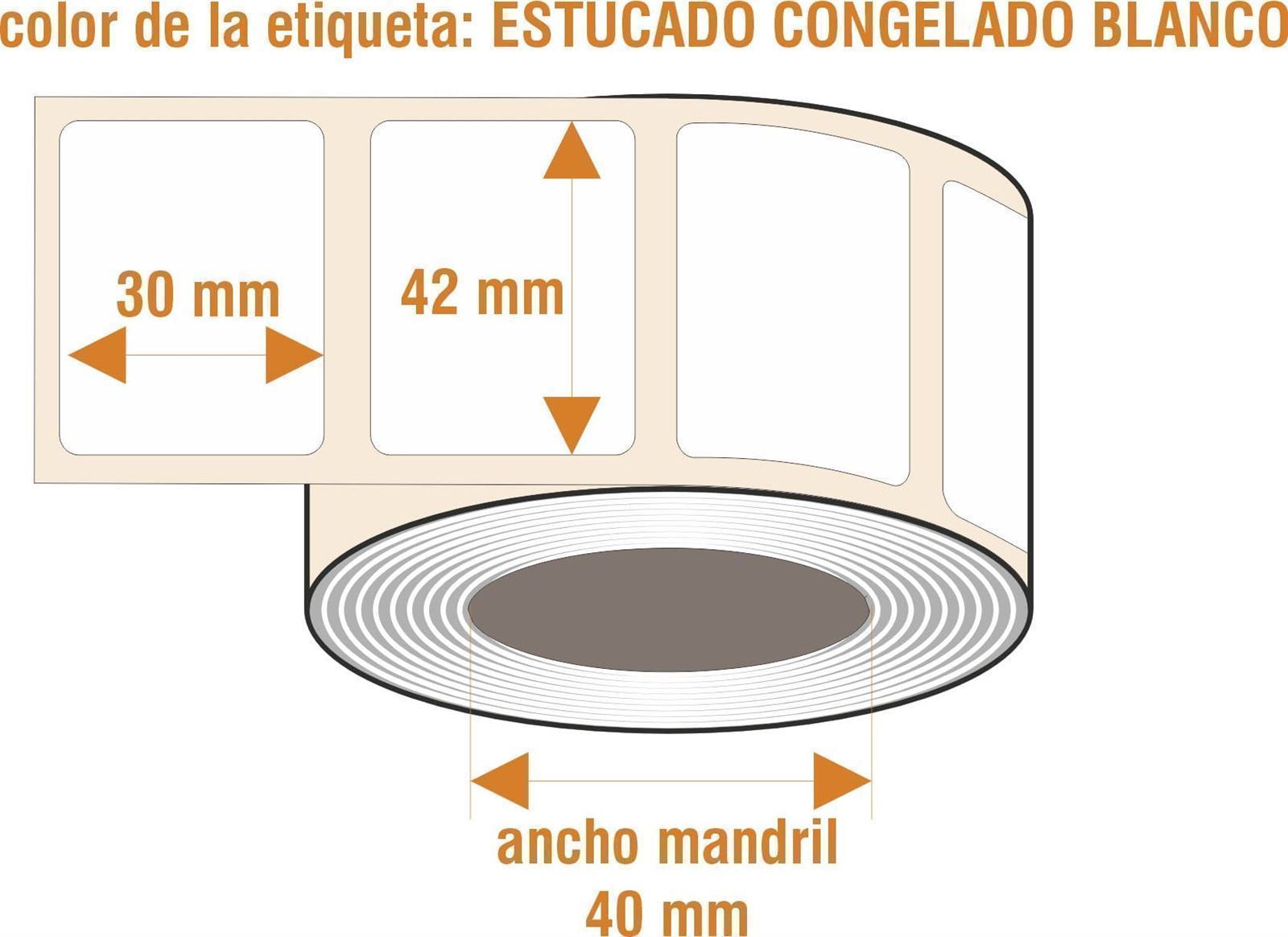 rBLEC001 - Etiquetas papel sostenible para congelado - Rollo de 250 uds - 42 x 30 mm - Imagen 1