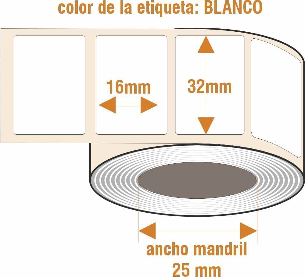 rBLPPF015 - Etiquetas blancas resistentes a la humedad - Rollo de 2.500 ud - 32 x 16 mm - Imagen 2