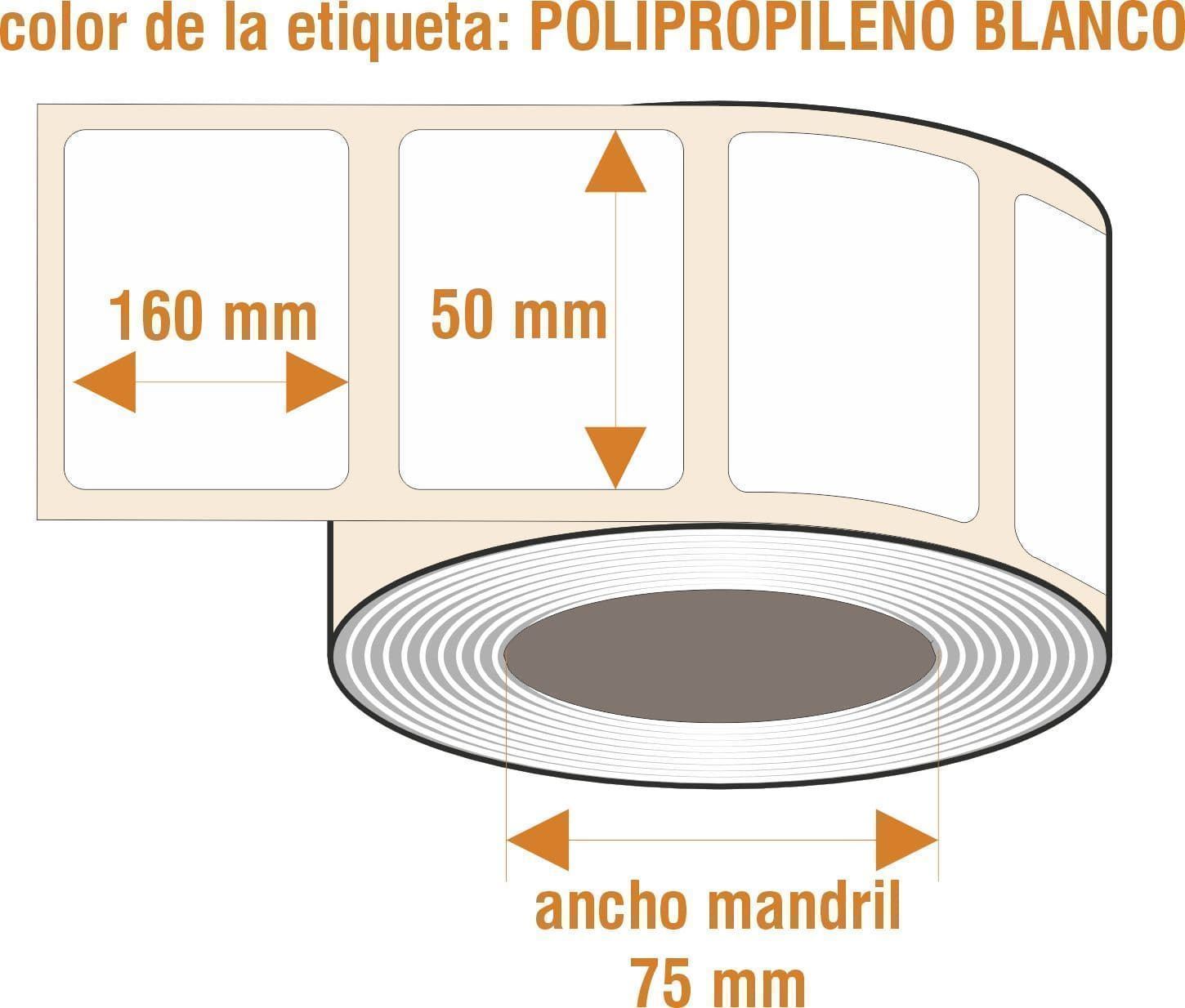 rBLPPF018 - Etiquetas para imprimir resistentes a la humedad - Rollo de 1.000 ud - 50 x 160 mm - Imagen 1