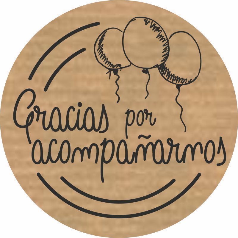 RK002 - Gracias por acompañarnos Globos - kraft adhesivo - Rollo de 250 uds. - 35 Ø mm - Imagen 1