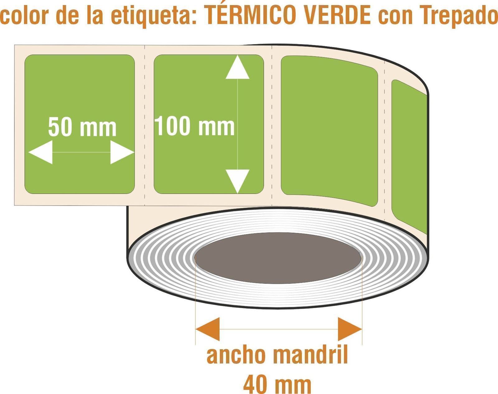 rVTF001 - Etiquetas térmicas verdes - Rollo de 500 ud - 100 x 50 mm - Imagen 1