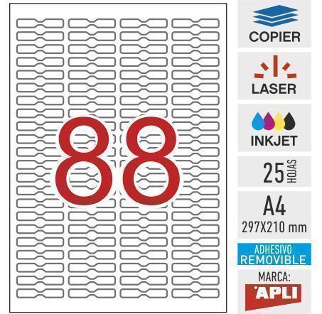 Ze88b_10314 - 25 adhesivos A4 - Etiquetas Remo para joyería - 45 x 8 mm - Apli - Imagen 1